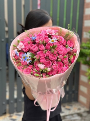 Bó hoa hồng chùm Sofia mix phăng hồng phấn