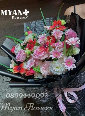 Bó Hoa Tulip Mix Hoa Tone Hồng Trắng Sang Trọng