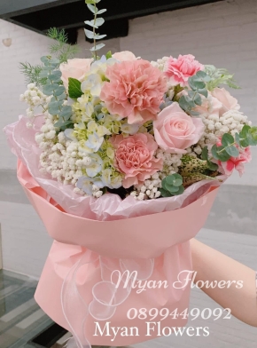 Bó Hoa Mix Kiểu Tròn Tone Pastel Nhẹ Nhàng