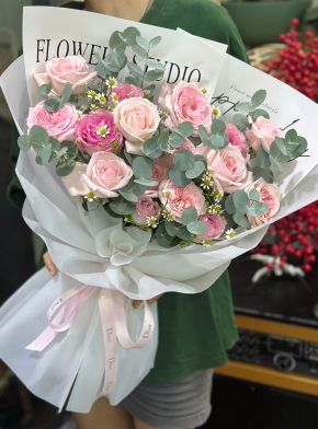 Bó Hoa Hồng Tone Pastel Siêu Xinh